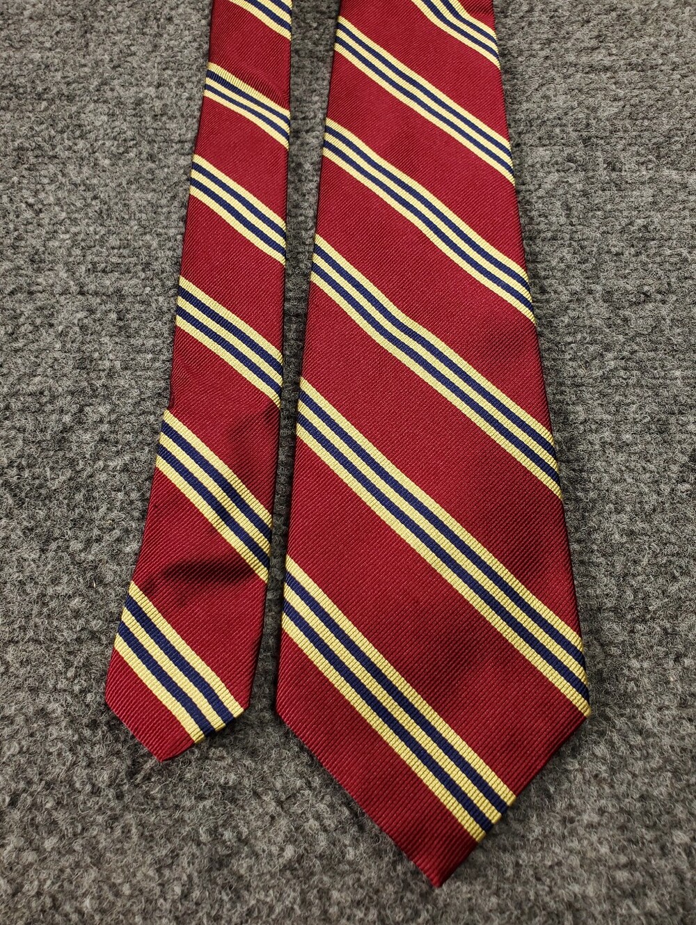 Brooks Brothers Rep Necktie Silk Red Gold Navy Woven Repp Stripe Made In USA NEW